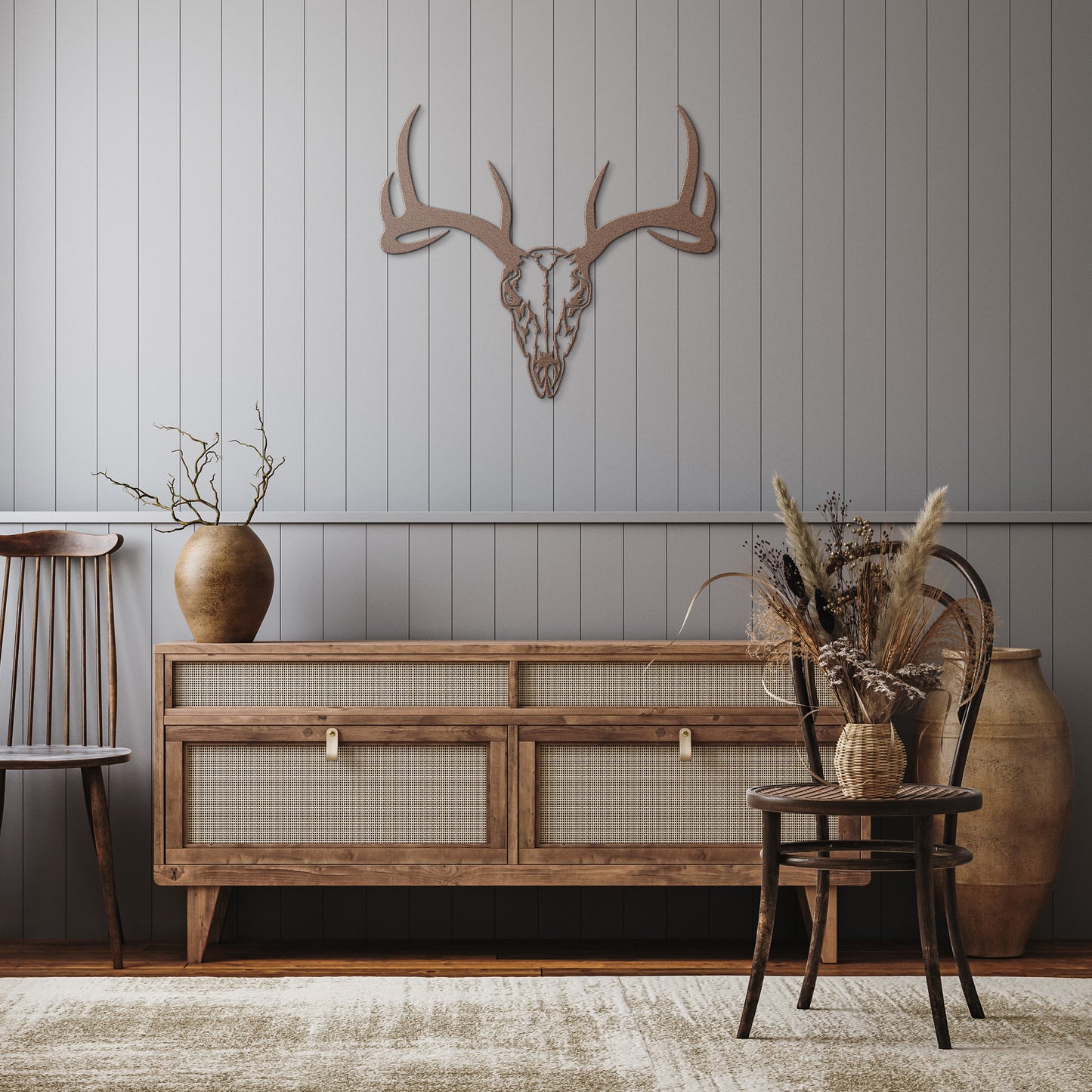 Southwest Deer Skull Metal Art