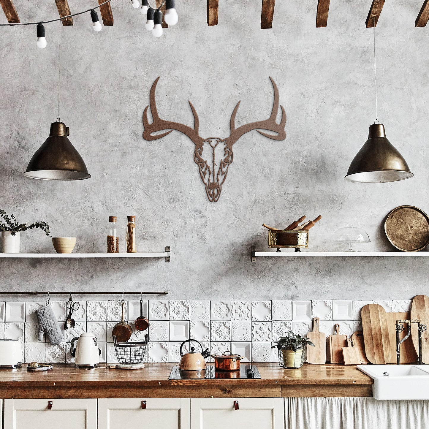 Southwest Deer Skull Metal Art