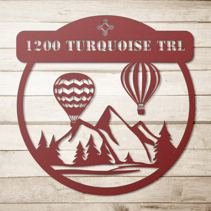 New Mexico Hot Air Balloon Metal Address Sign