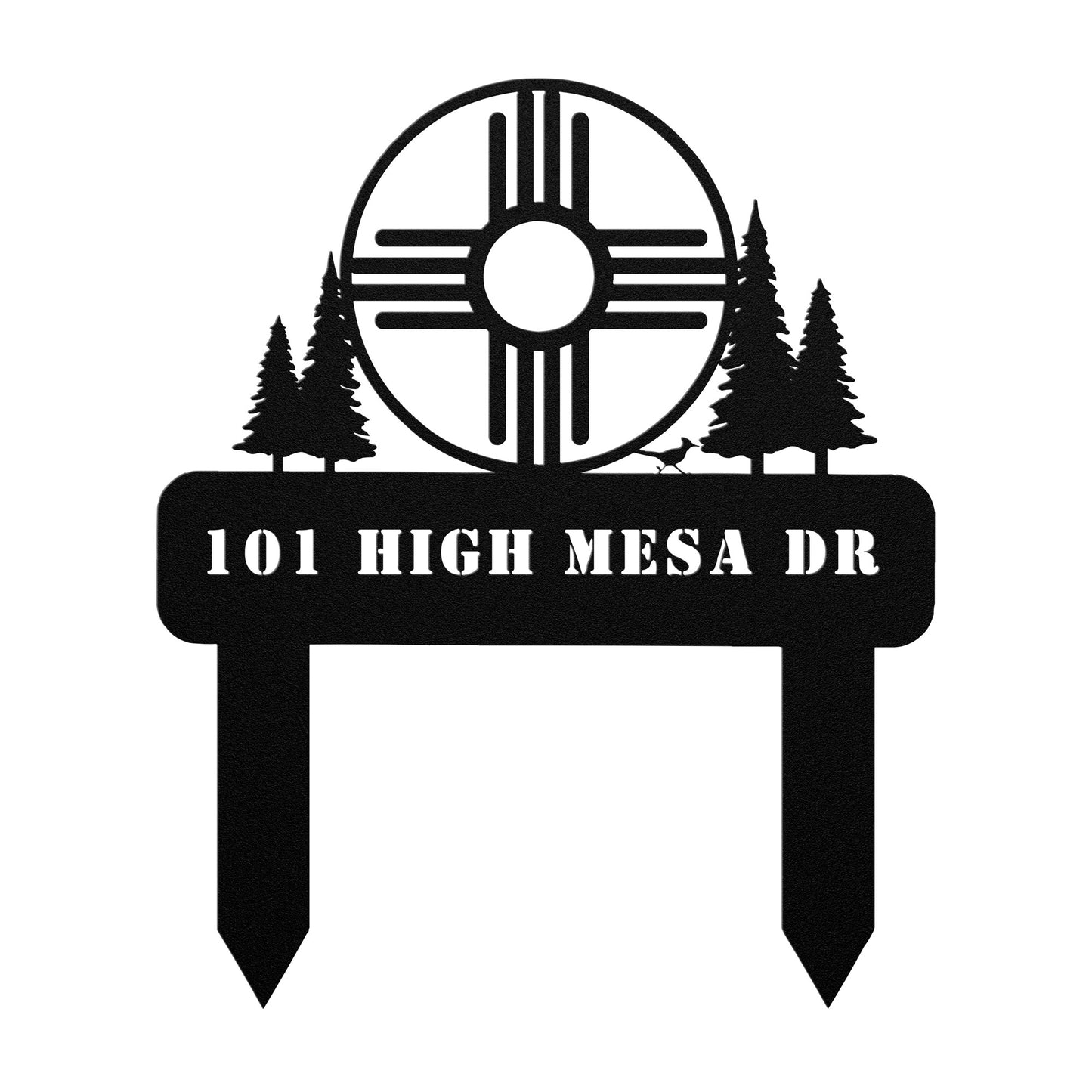 New Mexico Zia Address Sign with Stakes
