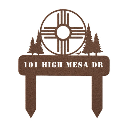 New Mexico Zia Address Sign with Stakes